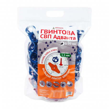 Основа 1,5 мм винтовой SVP ADVANTA для плитки 5–20 мм, 500 шт (120227)