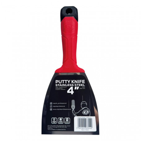 Однокомпонентный шпатель Olejnik Plastic Handle, 100 мм, закаленная нержавеющая сталь, эргономичная форма (124010-1K)