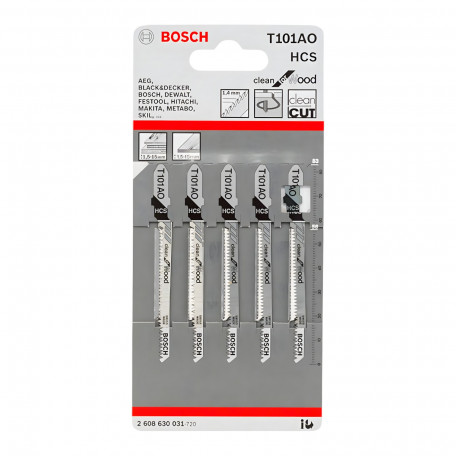 Полотно для лобзика Bosch T 101 AO, HCS 5 шт. (2608630031)