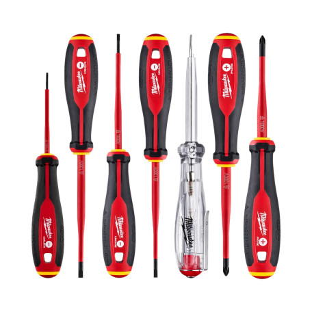 Набор треугольных отверток VDE MILWAUKEE, (SL2,5/SL3/SL4/SL5.5/PH1/PH2/тестер) (4932478739)