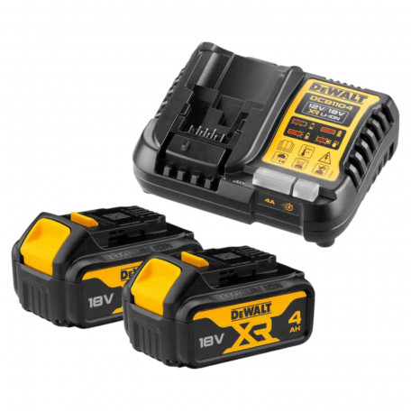 Зарядний пристрій DeWALT 10,8 В/12 В/18 В/54 В + 2 акумулятори 18В XR Li-Ion 4 Аг (DCB1104M2)