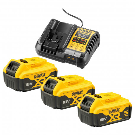 Зарядний пристрій DeWALT 10,8 В/12 В/18 В/54 В, вихідний струм 4 А, + 2 акумулятори 18V XR Li-Ion 5 Аг DeWALT (DCB1104P3)