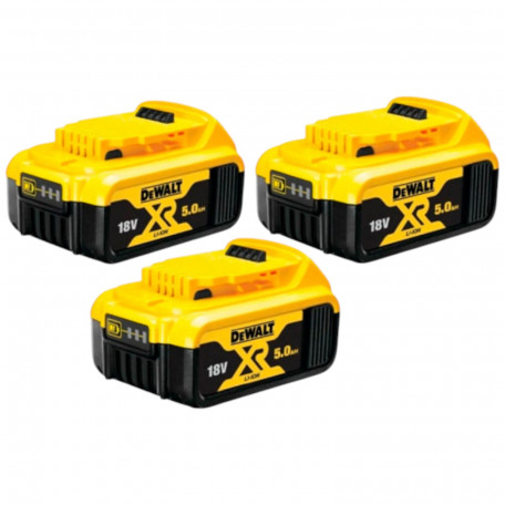 Набор аккумуляторных батарей DeWALT 18 В XR Li-ion 5 Ач, 3 шт (DCB184P3)
