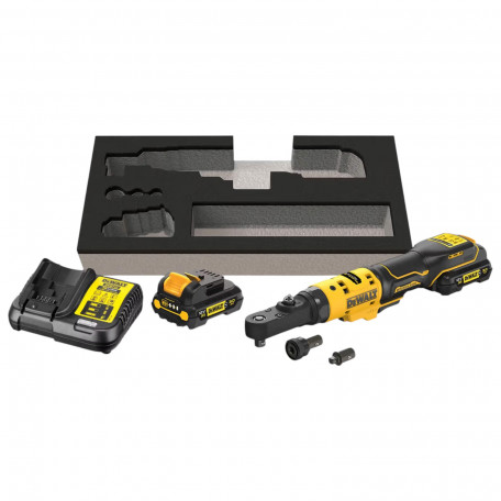 Гайкокрут кутовий, ключ-храповик, акумуляторний, безщітковий DeWALT + 2 акумулятори, зарядний пристрій (DCF500L2G)