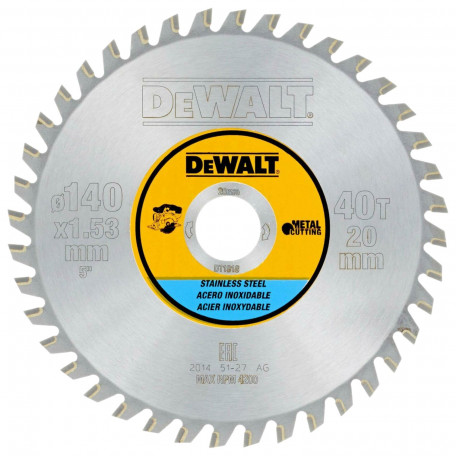 Диск пильний, по металу DeWalt Metal Cutting 140x1.13x20 мм, 40T (DT1918)