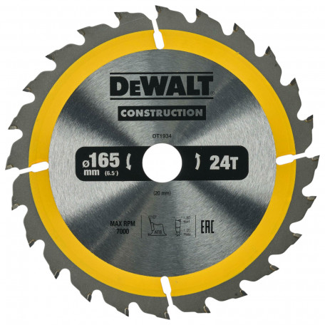 Диск пильный, по дереву DeWalt Construction 165x1.2x20 мм, 24T (DT1934)