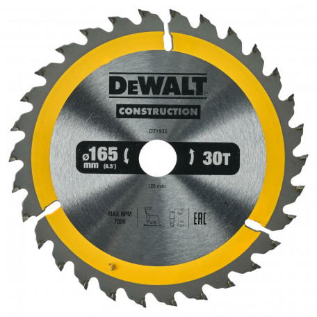 Диск пильный, по дереву DeWalt Construction 165x1.5x20 мм, 30T (DT1935)