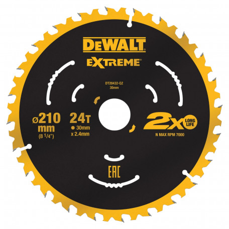 Диск пильный, по дереву DeWalt Extreme 210x1.8x30 мм, 24T (DT20432)