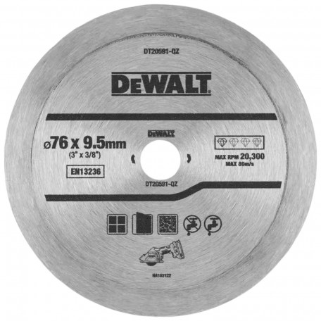 Диск алмазний, по плитці DeWalt 76x1,2x22,23 мм (DT20591)