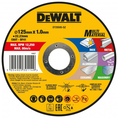Круг відрізний DeWALT MULTI-MATERIAL, мульти-матеріал, 125х1х23 мм (DT20595)