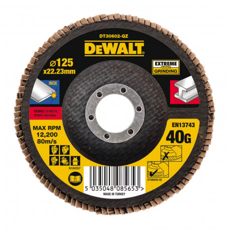 Круг шліфувальний, пелюстковий, DeWALT EXTREME, P40 125х22.23 мм (DT30602)