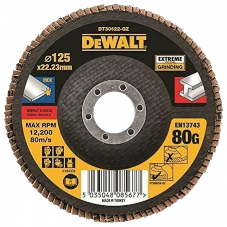 Круг шліфувальний, пелюстковий, DeWALT EXTREME, P80 125х22.23 мм (DT30622)
