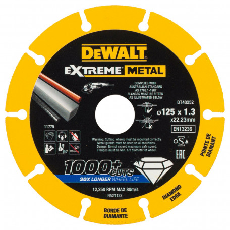 Диск алмазный, по металлу DeWalt 125x1,3x22,23 мм (DT40252)