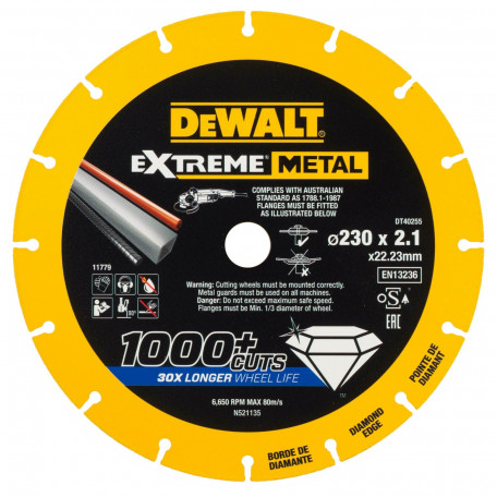 Диск алмазный, по металлу DeWalt 230x1,5x22,23 мм (DT40255)