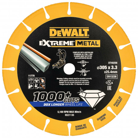 Диск алмазный, по металлу DeWalt 305x3,3x25,4 мм (DT40256)