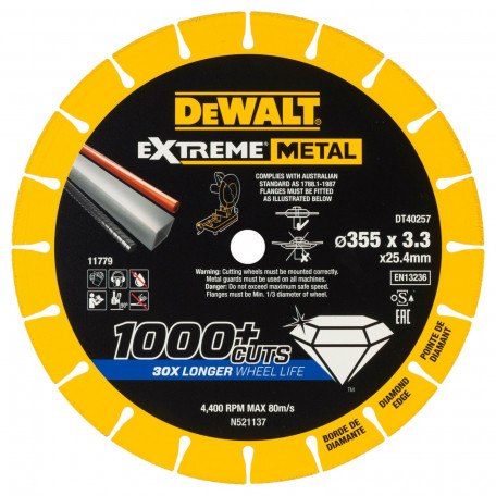 Диск алмазный, по металлу DeWalt 355x3,3x25,4 мм (DT40255)