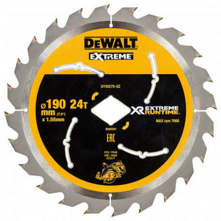 Диск пильный, по дереву, с ромбовидной посадкой, DeWalt Extreme Flexvolt XR 165x0.82 мм, 24T (DT40270)