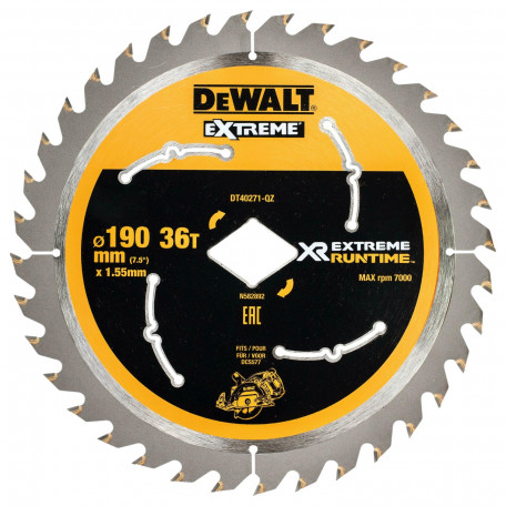 Диск пильный, по дереву, с ромбовидной посадкой, DeWalt Extreme Flexvolt XR 165x0.82 мм, 36T (DT40271)