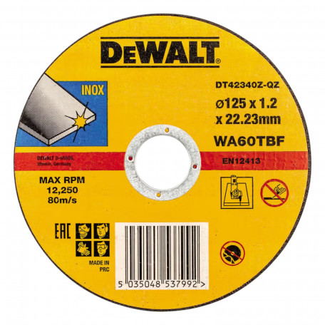 Круг отрезной DeWALT EXTREME, нержавеющая сталь/листовой металл, 125х1.2х22.23 мм (DT42340Z)