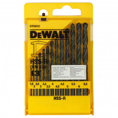 Набір свердел по металу DeWALT HSS-R 1.5/2/2.5/3/3.2/3.5/4/4.5/5/4.8/5.5/6/6.5 мм. (DT5912)
