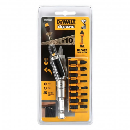 Набір біт DeWALT PH2, PZ2, T10/15/20/25/30, довжина 25 мм, 10 шт. (DT70578T)