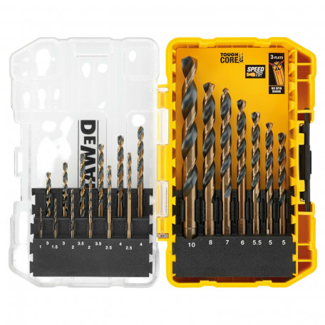 Набір свердел по металу DeWALT Black&Gold 1/1.5/2/2.5/3/4/5/5.5/6/7/8/10 мм. 19 шт. (DT70728)