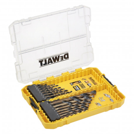 Набір свердел по металу DeWALT Black&Gold 1/1.5/2/2.5/3/3.2/3.3/3.5/4/4.2/4.5/4.8/5/5.5/6/6.5/7/7.5/8/10/12 мм. 21 шт. (DT70755)