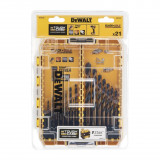 Набор сверл по металлу DeWALT Black&Gold 1/1.5/2/2.5/3/3.2/3.3/3.5/4/4.2/4.5/4.8/5/5.5/6/6.5/7/7.5/8/10/12 мм. 21 шт. (DT70755)