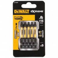Набор бит DeWALT, ударные, IMPACT TORSION, Torx, T15, длина 57 мм, 5 шт (DT7394T)