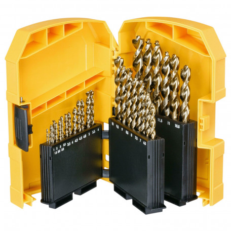 Набір свердел по металу DeWALT Extreme 1/1.5/2/2.5/3/3.2/3.3/3.5/4/4.2/4.5/4.8/5/5.5/6/6.5/7/7.5/8/8.5/9/9.5/10.5/11/11.5/12/12.5/13 мм. 29 шт. (DT7926)