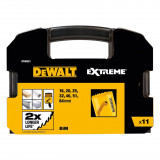 Набор биметаллических коронок, DeWalt Extreme, диаметром 16/20/25/32/40/51/64 мм. (DT90351)