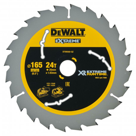 Диск пильный, по дереву DeWalt Extreme Runtime 165x1.2x20 мм, 24T (DT99560)