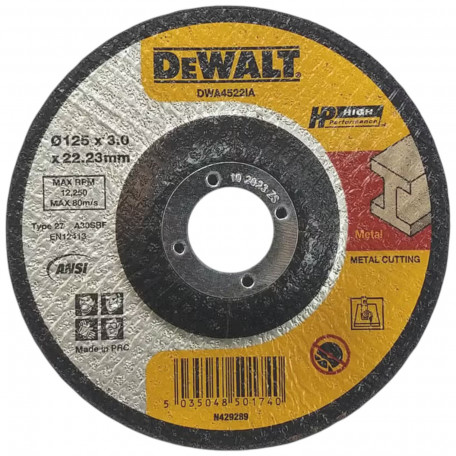 Круг отрезной DeWALT HIGH PERFORMANCE, по металлу, 125х3.0х22.23 мм (DWA4522IA)