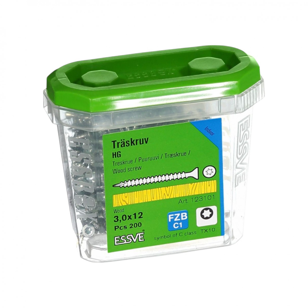 Шуруп Essve HG для ДСП к дереву 3,0×12 потай оцинк. TX10 (200 шт.) (123101)