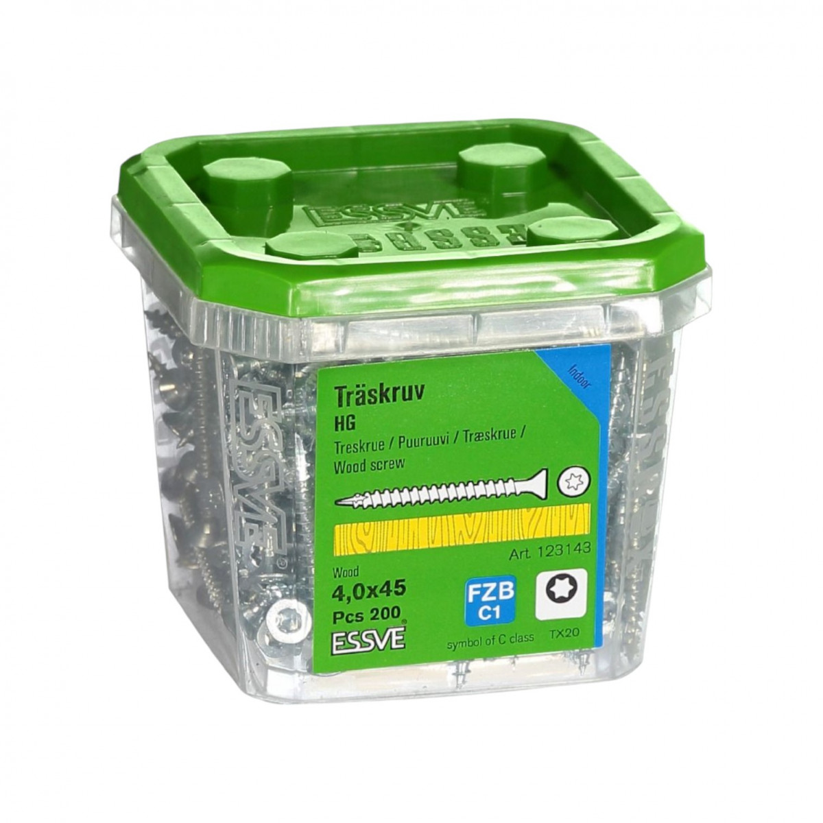 Шуруп Essve HG для ДСП к дереву 4,0 × 45 потай оцинк. TX20 (200 шт.) (123143)
