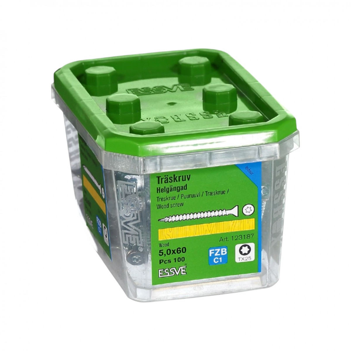 Шуруп Essve HG для ДСП к дереву 5,0 × 60 потай оцинк. TX25 (100 шт.) (123187)
