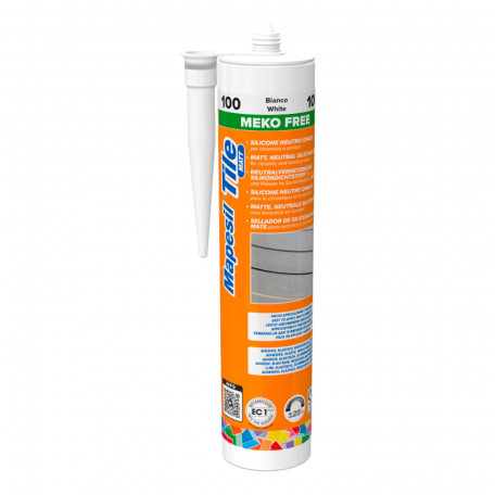 Однокомпонентний силіконовий герметик Mapei Mapesil Tile Matt, №100, білий, 310 мл. (MP100TM)