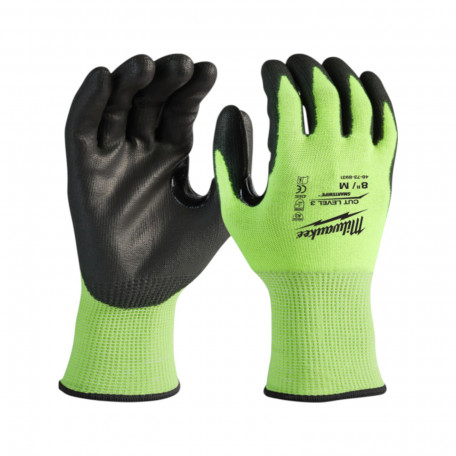 Рукавиці сигнальні, MILWAUKEE Hi-Vis, з опором порізам 3/C рівня, розмір 10/XL, (4932492921-1)