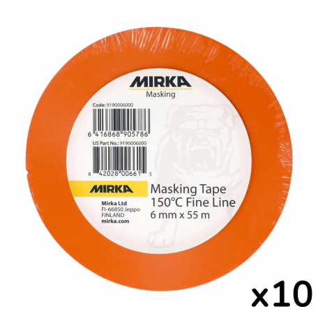 Малярная лента Mirka Fine Line 150 ° C, 6 мм x 55 м, 10 шт. (91900060006)