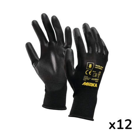 Монтажные перчатки Mirka Nylon с PU покрытием, размер 8, 12 пар (9190260008)