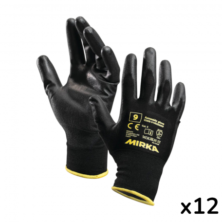 Монтажные перчатки Mirka Nylon с PU покрытием, размер 9, 12 пар (9190260009)