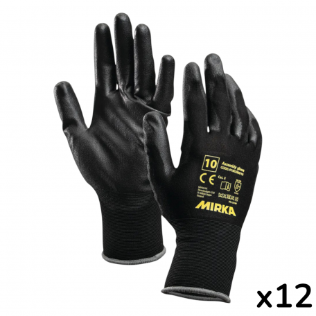 Монтажные перчатки Mirka Nylon с PU покрытием, размер 10, 12 пар (9190260010)