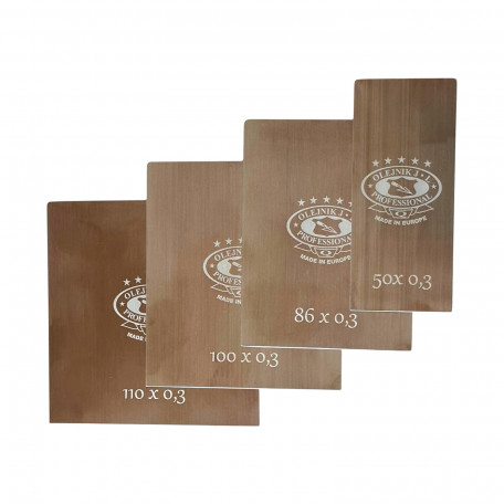 Професійний набір японських шпателів OLEJNIK 50мм/86мм/100мм/110мм x 0,3 мм. з нержавіючої сталі, гнучкі леза, загострені і заокруглені кути (SZPH-G3Z)