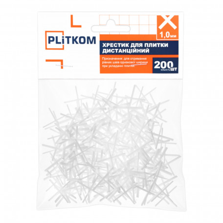 Хрестик для плитки дистанційний PLiTKOM, 1.0 мм, 200 шт (1110800)