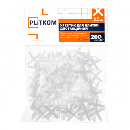 Хрестик для плитки дистанційний PLiTKOM, 2.5 мм, 200 шт (1111100)
