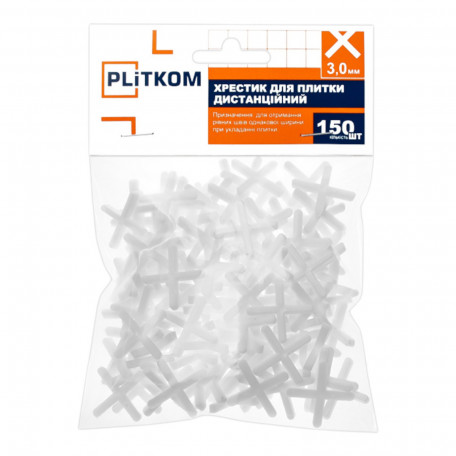 Хрестик для плитки дистанційний PLiTKOM, 3.0 мм, 150 шт (1111200)