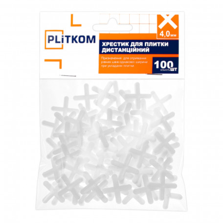 Хрестик для плитки дистанційний PLiTKOM, 4.0 мм, 100 шт (1111300)