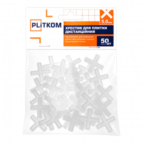 Хрестик для плитки дистанційний PLiTKOM, 5.0 мм, 50 шт (1111400)