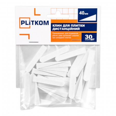 Клин для плитки дистанционный PLiTKOM, 40 мм, 30 шт (1111800)