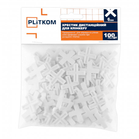 Хрестик дистанційний для клінкеру PLiTKOM, 6 мм, 100 шт (1111900)